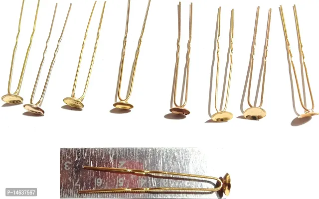 Women golden metal Made Hair Pin stick to attach Flower Juda Bun Hair Pin Accessories beads or any thing elase 30Pieces golden usefull for dye and project