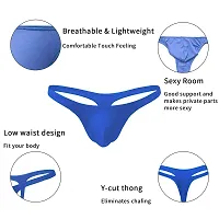 AVUN Men's Sheer Stretch Low Rise G-String Thong Style, Free Size, Polyester Spandex Fabric, Solid (Blue)-thumb4