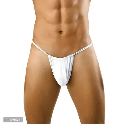 AVUN Men's Polyster Spandex Naughty, Comfort, Sexy G-String Thong (Pack of 1) ( White )-thumb0