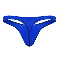 AVUN Men's Sheer Stretch Low Rise G-String Thong Style, Free Size, Polyester Spandex Fabric, Solid (Blue)-thumb2