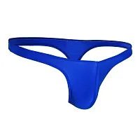 AVUN Men's Sheer Stretch Low Rise G-String Thong Style, Free Size, Polyester Spandex Fabric, Solid (Blue)-thumb3