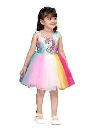 Unicorn Printed Multicolors Frock in Net for Girls Kids_2-3 Years_-thumb1
