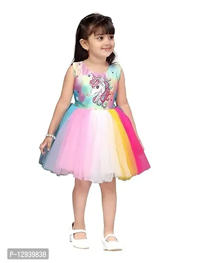 Unicorn Printed Multicolors Frock in Net for Girls Kids_2-3 Years_-thumb2