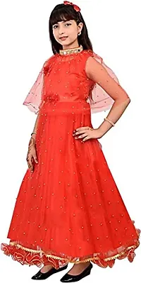 Kitty-Fashion Net Semi Stitched Flared/A-line Gown (6-7 Years, Red)-thumb2