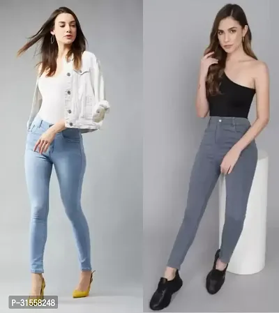 Stylish Skinny Fit Jeans for Women - Pack of 2