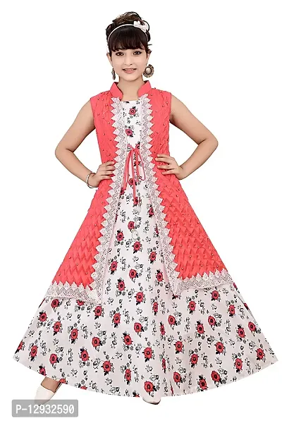 Kitty-Fashion New Cotton Flower Printed A-Line Gown for Girls