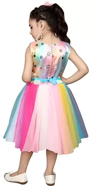 Unicorn Printed Multicolors Frock in Net for Girls Kids_3-4 Years-thumb3