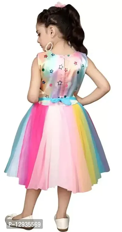 Unicorn Printed Multicolors Frock in Net for Girls Kids_3-4 Years-thumb4