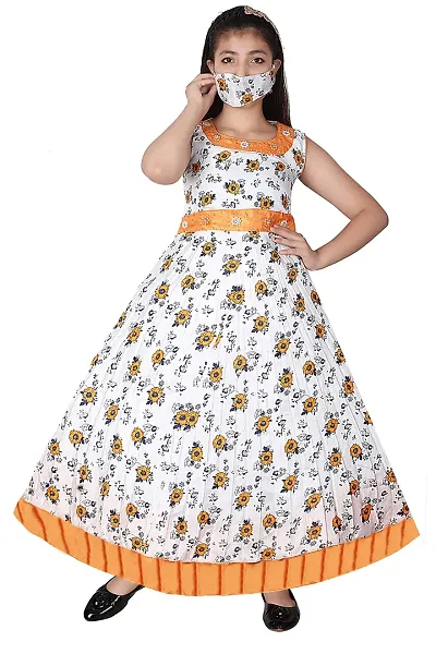 KCM Fashion Ethnic Gown Cotton Silk Gown for Kids