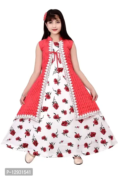 Kitty-Fashion New Cotton Flower Printed A-Line Gown for Girls-thumb0