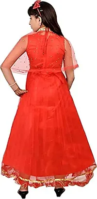 Kitty-Fashion Net Semi Stitched Flared/A-line Gown (6-7 Years, Red)-thumb3