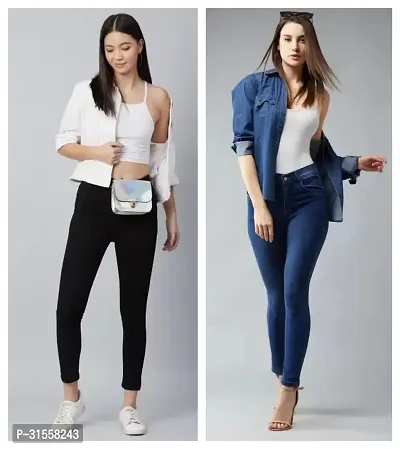 Stylish Denim Skinny Fit Jeans for Women - Pack of 2