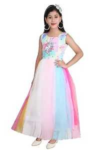 Kitty-Fashion Stylish Floral Embellished Multicolor Lace Gown for Kids-thumb2