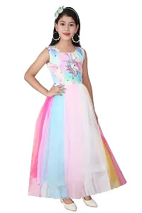 Kitty-Fashion Stylish Floral Embellished Multicolor Lace Gown for Kids-thumb1