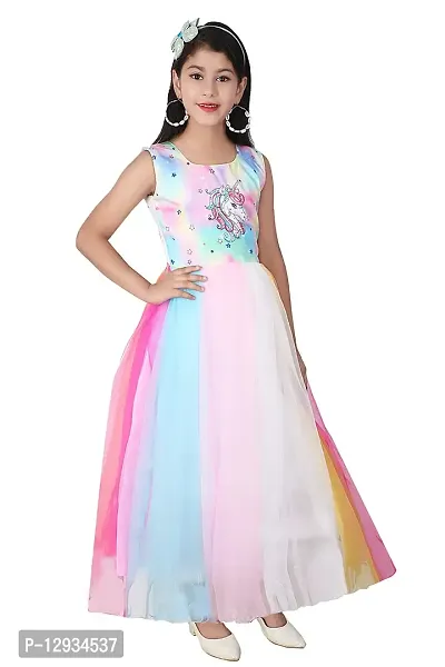 Kitty-Fashion Stylish Floral Embellished Multicolor Lace Gown for Kids-thumb2