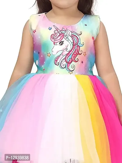Unicorn Printed Multicolors Frock in Net for Girls Kids_2-3 Years_-thumb4
