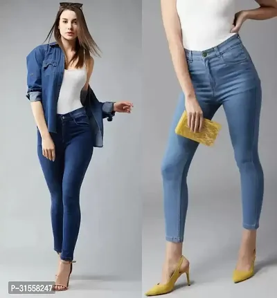 Stylish Skinny Fit Jeans for Women - Pack of 2-thumb0