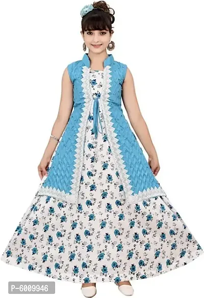 Printed Cotton Blend Semi Stitched Flared/A-line Gown-thumb0