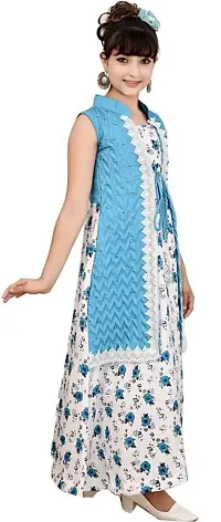 Printed Cotton Blend Semi Stitched Flared/A-line Gown-thumb1