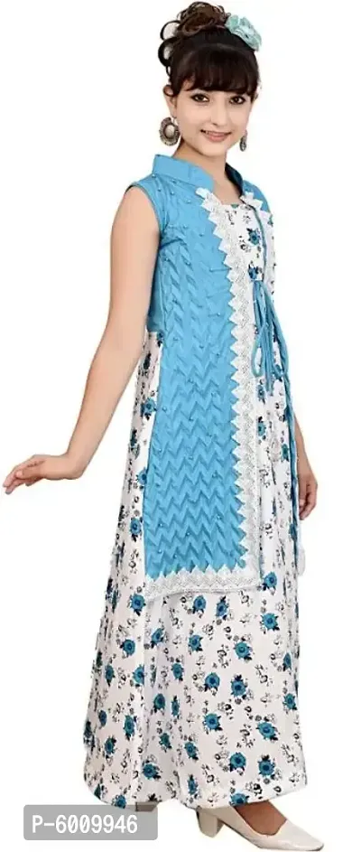 Printed Cotton Blend Semi Stitched Flared/A-line Gown-thumb2