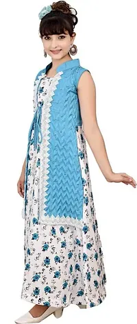 Printed Cotton Blend Semi Stitched Flared/A-line Gown-thumb2