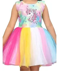 Unicorn Printed Multicolor Party Wear Frock in Net For Kids-thumb3