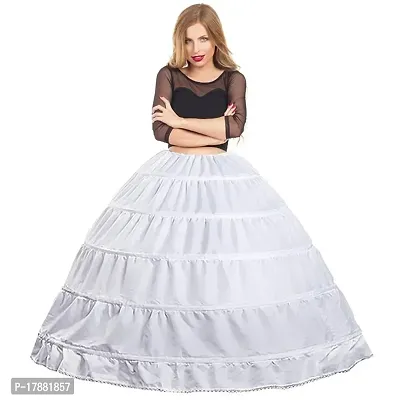 Women 6 Hoops White Skirt for Wedding Bridal Lehenga and Ball Gown-thumb0