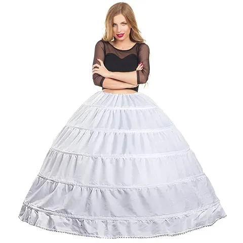 Women 6 Hoops White Skirt for Wedding Bridal Lehenga and Ball Gown