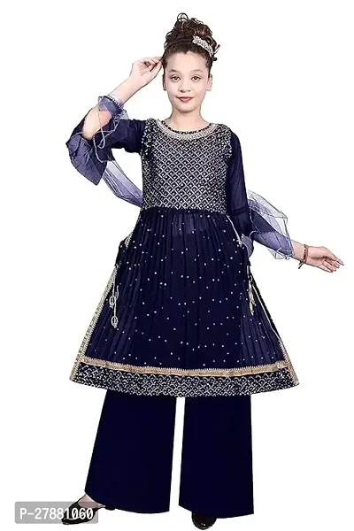 Girls Georgette Nyra Cut Dress Set-thumb0