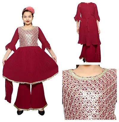 Pretty Comfy Girls Nayar cut dress with dupatta