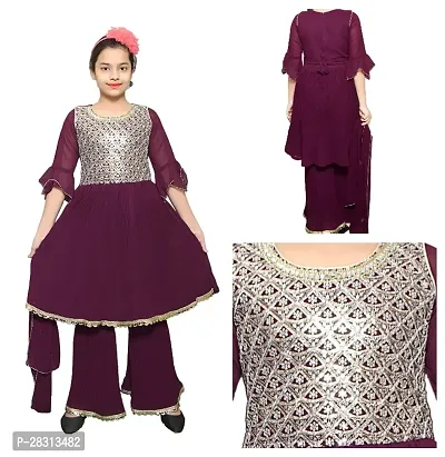 Pretty Comfy Girls Nayar cut dress with dupatta PURPLE