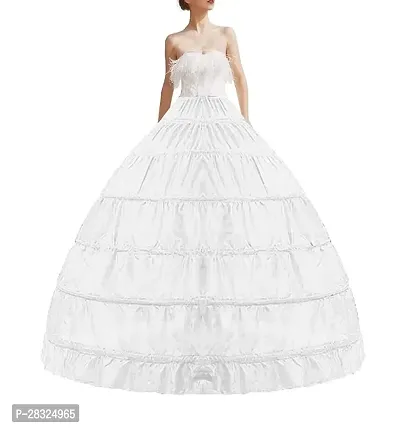 Women 6 Hoops White Skirt for Wedding Bridal Lehenga and Ball Gown-thumb0