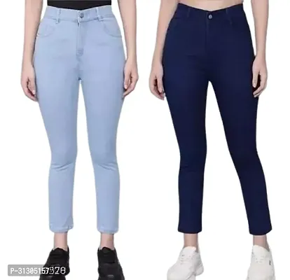 Stylish Denim Solid Jeans for Women Pack of 2