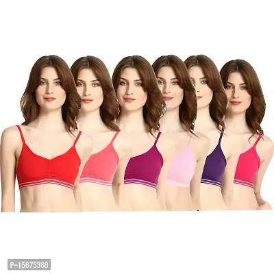 Haute And Bold Multicoloured Pack of 6 Non-Wired Non Padded High Coverage Sports Bra-thumb0
