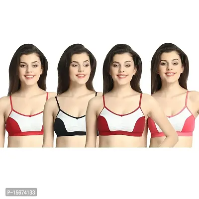 Haute And Bold Multicolored Pack of 4 Solid Non-Wired Non Padded Sports Bra