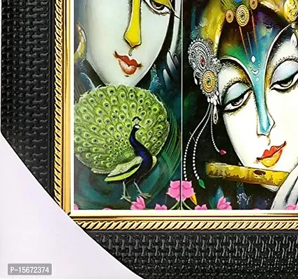 Bcomfort Radha Krishn with fluit,modern art peacock Digital Reprint 15 inch x 11 inch Painting-thumb4