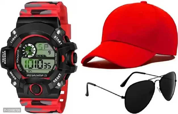 DKEROAD Digital Silicone Red Strap Watch for Boys | Formal-Party-Wedding-Casual | - Model155