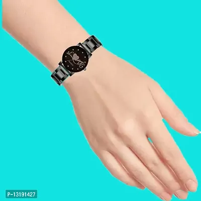 DKEROAD Analog Stainless Steel Black Strap Watch for Girls | Formal-Casual-Party-Wedding | - Model361-thumb2