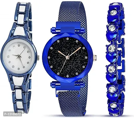 DKEROAD Analog Metal Blue Strap Watch for Girls | Formal-Casual-Party-Wedding | - Model269-thumb0