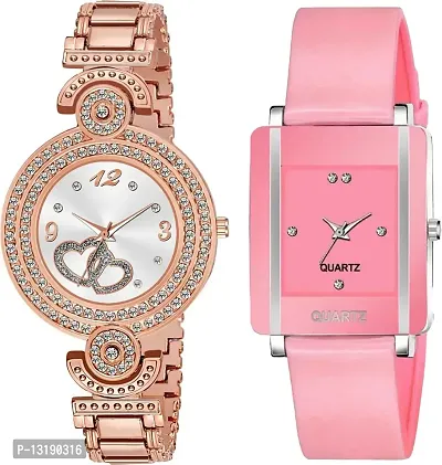 DKEROAD Analog Stainless Steel-Silicone Rose Gold-Pink Strap Watch for Women | Party-Wedding-Casual-Party-Wedding | - Model903