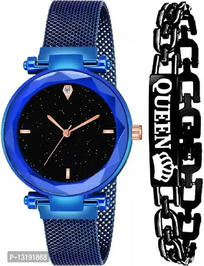 DKEROAD Analog Stainless Steel Blue Strap Watch for Girls | Casual-Party-Wedding-Formal-Sports | - Model516