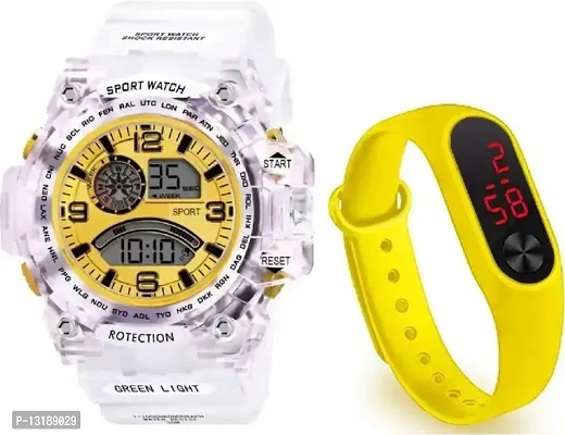 DKEROAD Digital Silicone Yellow Strap Watch for Boys | Casual-Party-Wedding-Formal-Sports | - Model206