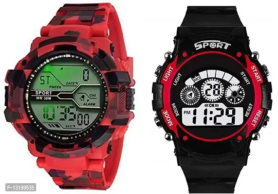 DKEROAD Digital Silicone Red Strap Watch for Boys | Sports | - Model28