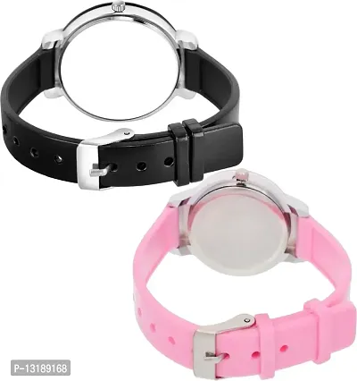 DKEROAD Analog Silicone Black-Pink Strap Watch for Girls | Casual-Formal-Party-Wedding-Sports | - Model460-thumb2