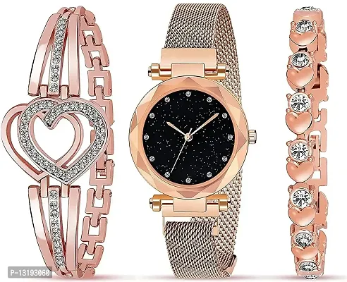 DKEROAD Analog Metal Rose Glod Strap Watch for Girls | Casual-Formal-Party-Wedding | - Model280