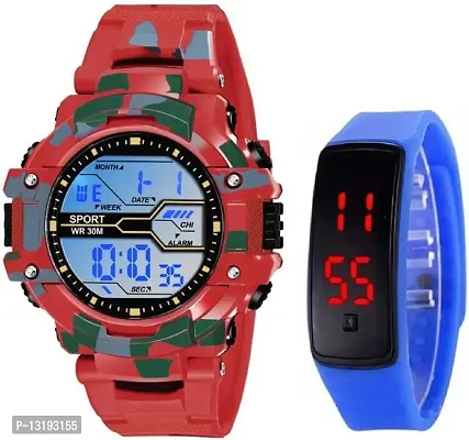 DKEROAD Digital Silicone Red Strap Watch for Boys & Girls | Casual-Party-Wedding-Formal-Sports | - Model678