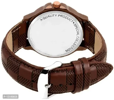 DKEROAD Analog Synthetic Leather Brown Strap Watch for Men & Women | Casual-Party-Wedding-Formal-Sports | - Model930-thumb3