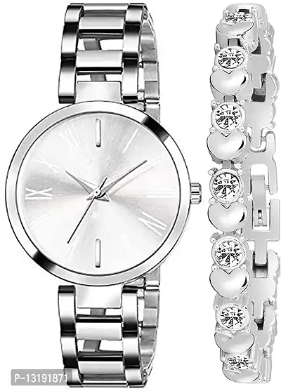 DKEROAD Analog Metal Silver Strap Watch for Girls | Casual-Formal-Party-Wedding | - Model407