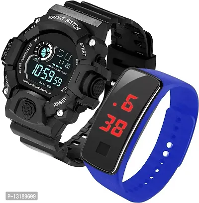 DKEROAD Digital Silicone Black,Blue Strap Watch for Men | Sports-Casual-Party-Wedding-Formal | - Model774