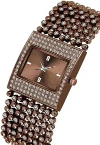 DKEROAD Analog Stainless Steel Brown Strap Watch for Girls | Casual-Party-Wedding-Formal-Sports | - Model589-thumb1